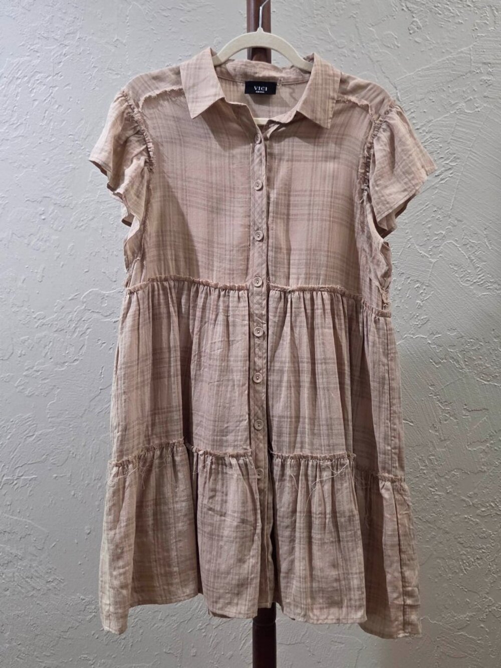 Vici Raw-Hem‎ Plaid Babydoll Dress